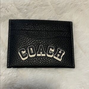 Coach Black Pebbled Leather Card Holder